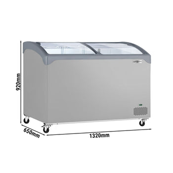 Zamrażarka skrzyniowa - 1320x650mm - 286 litrów - Z przesuwaną szklaną pokrywą - Prime Gastro