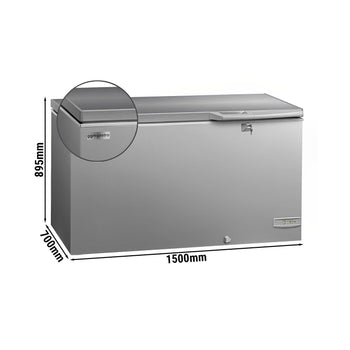 Zamrażarka skrzyniowa - 1500 mm - 388 litrów - pokrywa ze stali nierdzewnej -włącznie ze ścianką działową - Prime Gastro