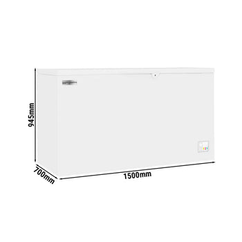 Zamrażarka skrzyniowa - 1500 mm - 480 litrów - pokrywa z tworzywa sztucznego - włącznie ze ścianką działową - Prime Gastro