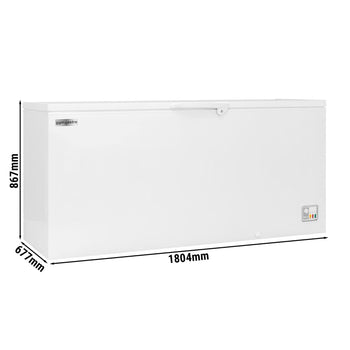 Zamrażarka skrzyniowa - 1800 mm - 553 litry - pokrywa z tworzywa sztucznego - włącznie ze ścianką działową - Prime Gastro