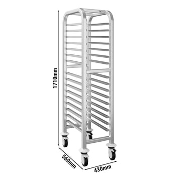 Wózek na tace – na 15 tac EN 530x370 – z cichymi kółkami - Prime Gastro