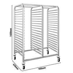 Wózek na tace – podwójny – na 30 tac EN 600x400 – z cichymi kółkami