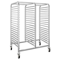 Wózek na tace – podwójny – na 30 tac EN 600x400 – z cichymi kółkami