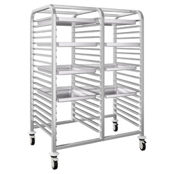 Wózek na tace – podwójny – na 30 tac EN 600x400 – z cichymi kółkami