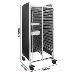 Wózek na tace – na 30 tac GN 1/1 – z cichymi kółkami