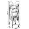 Gastronorm Tray Trolley - Stainless Steel -16-Level - for 16 x GN 1/1 Trays - with low-noise braked castors