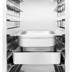 Wózek na tace ze stali nierdzewnej – na 14 pojemników GN 1/1 lub 14 pojemników EN 600x400
