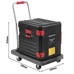Pojemnik termoizolacyjny – 63 L – na 12x GN 1/1 – ładowanie od frontu – z wózkiem transportowym
