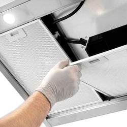 Okap z recyrkulacją i silnikiem – 595 mm – regulator, filtr i lampa – pasuje do modelu GHF4
