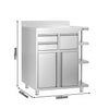 Szafka robocza – na ekspres do kawy – 1000 x 600 mm – z 2 drzwiami skrzydłowymi, 2 szufladami, wybijakiem, 3 półkami i listwą krawędziową