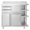 Szafka robocza – na ekspres do kawy – 1200 x 600 mm – z 1 drzwiami skrzydłowymi, 2 szufladami, koszem na śmieci, 3 półkami i obrzeżem