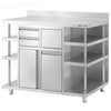 Szafka robocza – do ekspresu do kawy – 1400 x 600 mm – z 1 drzwiami skrzydłowymi, 2 szufladami, koszem na śmieci, 6 półkami i obrzeżem