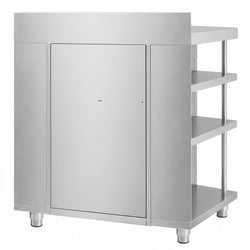 Szafka robocza – na ekspres do kawy – 1400 x 600 mm – z 2 drzwiami skrzydłowymi, 2 szufladami, wyjmowaną półką, 6 półkami i listwą krawędziową