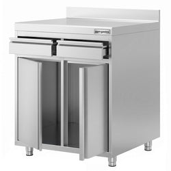 Szafka robocza – na ekspres do kawy – 1000 x 600 mm – z 2 drzwiami skrzydłowymi, 2 szufladami i listwą wykończeniową