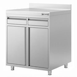 Szafka robocza – na ekspres do kawy – 1000 x 600 mm – z 2 drzwiami skrzydłowymi, 2 szufladami i listwą wykończeniową