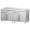 Szafka robocza - do ekspresu do kawy - 2000x600mm - z 4 szufladami, 2 drzwiami skrzydłowymi, 0 szufladami do odbijania fusów i z rantem