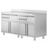 Szafka robocza - do ekspresu do kawy - 1800x600mm - z 4 szufladami, 2 drzwiami skrzydłowymi, 0 szufladami do odbijania fusów i z rantem
