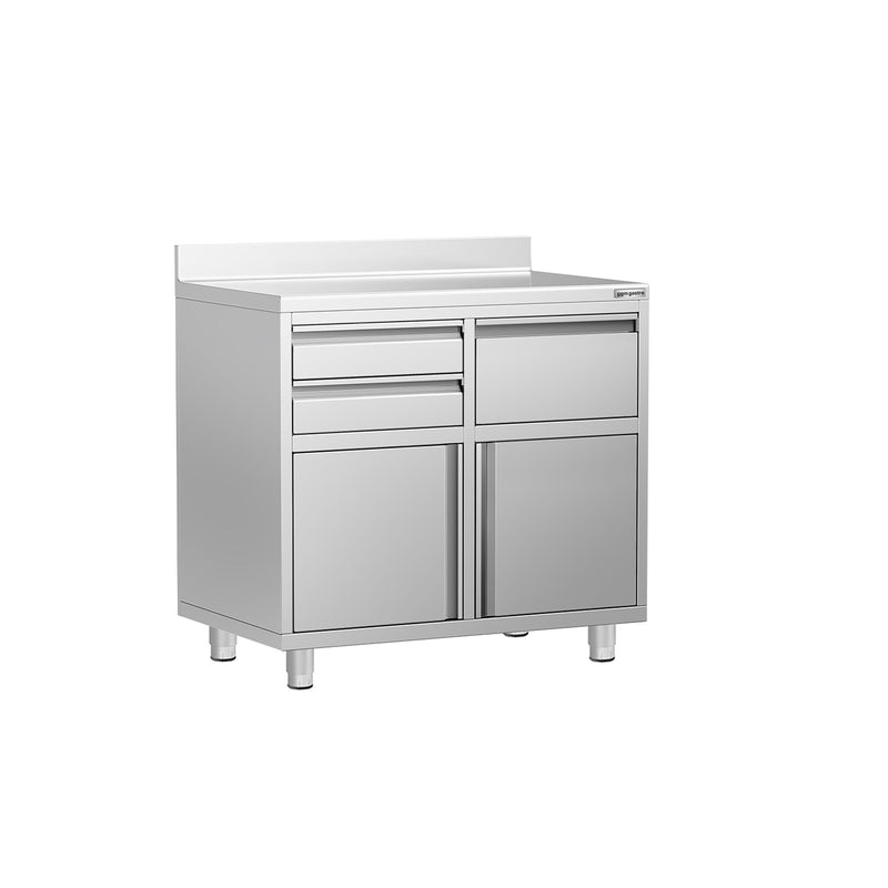 Szafka robocza - do ekspresu do kawy - 1000x600mm - z 2 szufladami, 1 drzwiami skrzydłowymi, 0 szufladami do odbijania fusów i z rantem
