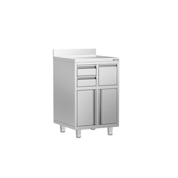 Szafka robocza - do ekspresu do kawy - 600x600mm - z 2 szufladami, 1 drzwiami skrzydłowymi i z rantem