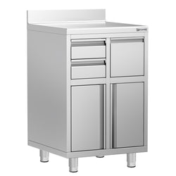 Szafka robocza - do ekspresu do kawy - 600x600mm - z 2 szufladami, 1 drzwiami skrzydłowymi i z rantem