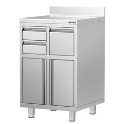 Szafka robocza - do ekspresu do kawy - 600x600mm - z 2 szufladami, 1 drzwiami skrzydłowymi i z rantem