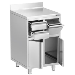 Szafka robocza - do ekspresu do kawy - 600x600mm - z 2 szufladami, 1 drzwiami skrzydłowymi i z rantem