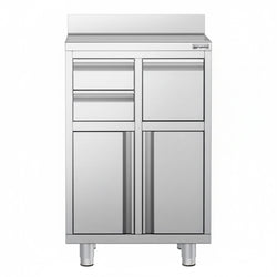 Szafka robocza - do ekspresu do kawy - 600x600mm - z 2 szufladami, 1 drzwiami skrzydłowymi i z rantem