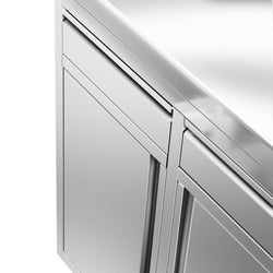 Szafka robocza ze stali nierdzewnej - 800x600mm - z drzwiami na zawiasach, 2 szuflady, z rantem