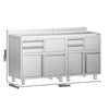 Szafka robocza - do ekspresu do kawy - 1400x600mm - z 4 szufladami, 2 drzwiami skrzydłowymi, 2 szufladami do odbijania fusów i z rantem