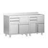 Szafka robocza - do ekspresu do kawy - 1400x600mm - z 4 szufladami, 2 drzwiami skrzydłowymi, 2 szufladami do odbijania fusów i z rantem