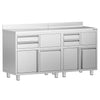 Szafka robocza - do ekspresu do kawy - 1400x600mm - z 4 szufladami, 2 drzwiami skrzydłowymi, 2 szufladami do odbijania fusów i z rantem
