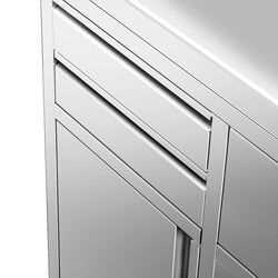 Szafka robocza - do ekspresu do kawy - 1400x600mm - z 4 szufladami, 2 drzwiami skrzydłowymi, 2 szufladami do odbijania fusów i z rantem