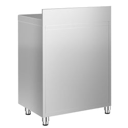 Szafka robocza ze stali nierdzewnej - 800x600mm - z drzwiami na zawiasach, 2 szuflady, kosz na śmieci, z rantem - pod ekspres do kawy
