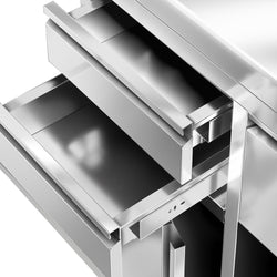 Szafka robocza – na ekspres do kawy – 1400 x 600 mm – z 2 drzwiami skrzydłowymi, 2 szufladami, wyjmowaną półką, 6 półkami i listwą krawędziową