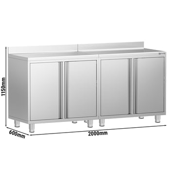 Szafka robocza – do ekspresu do kawy – 2000 x 600 mm – z 4 drzwiami skrzydłowymi i panelem tylnym