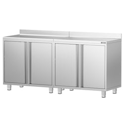 Szafka robocza – do ekspresu do kawy – 2000 x 600 mm – z 4 drzwiami skrzydłowymi i panelem tylnym