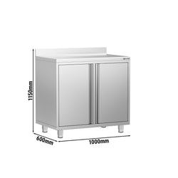 Szafka robocza – do ekspresu do kawy – 1000 x 600 mm – z 2 drzwiami skrzydłowymi i panelem tylnym