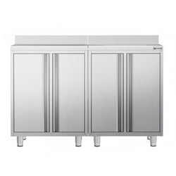 Szafka robocza – do ekspresu do kawy – 1200 x 600 mm – z 4 drzwiami skrzydłowymi i panelem tylnym