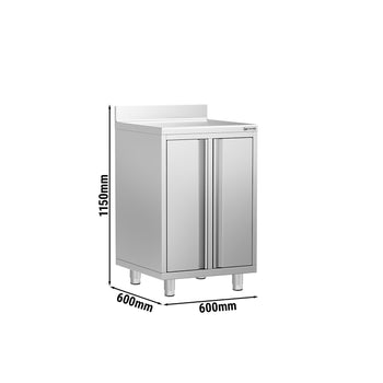 Szafka robocza – do ekspresu do kawy – 600 x 600 mm – z 2 drzwiami skrzydłowymi i panelem tylnym