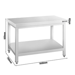 Stół ze stali nierdzewnej 1600 x 700 mm – z podstawą - Prime Gastro