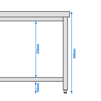 Stół ze stali nierdzewnej 2000 x 600 mm – z podstawą - Prime Gastro