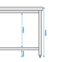 Stół ze stali nierdzewnej 1600 x 700 mm – z podstawą - Prime Gastro