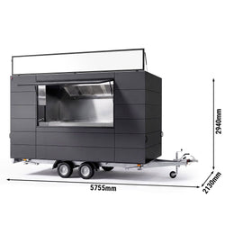 Przyczepa handlowa / food truck DÖNER – 5,7 m – z wyposażeniem podstawowym i sprzętem kuchennym