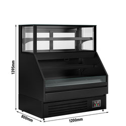 Witryna chłodnicza Helsinki - 1200x800mm - 199L - Czarny - z 2 przeszklonymi drzwiami - 4 półki - z oświetleniem LED - na rynek PL