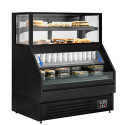 Witryna chłodnicza Helsinki - 1200x800mm - 199L - Czarny - z 2 przeszklonymi drzwiami - 4 półki - z oświetleniem LED - na rynek PL