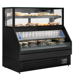 Witryna chłodnicza PREMIUM Helsinki - 1500x800mm - 251L - Czarny - z 2 przeszklonymi drzwiami - 4 półki - z oświetleniem LED