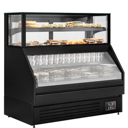 Witryna chłodnicza PREMIUM Helsinki - 1500x800mm - 251L - Czarny - z 2 przeszklonymi drzwiami - 4 półki - z oświetleniem LED