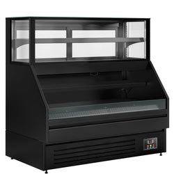 Witryna chłodnicza PREMIUM Helsinki - 1500x800mm - 251L - Czarny - z 2 przeszklonymi drzwiami - 4 półki - z oświetleniem LED