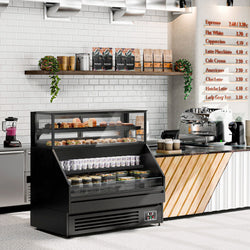Witryna chłodnicza PREMIUM Helsinki - 1500x800mm - 251L - Czarny - z 2 przeszklonymi drzwiami - 4 półki - z oświetleniem LED