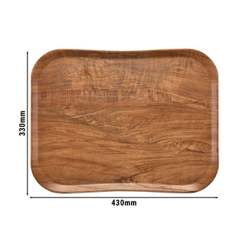 (12 szt.) CAMBRO | CENTURY™ - Taca z włókna szklanego - prostokątna - 430x330mm - wygląd drewna oliwkowy brąz - gładka - Prime Gastro